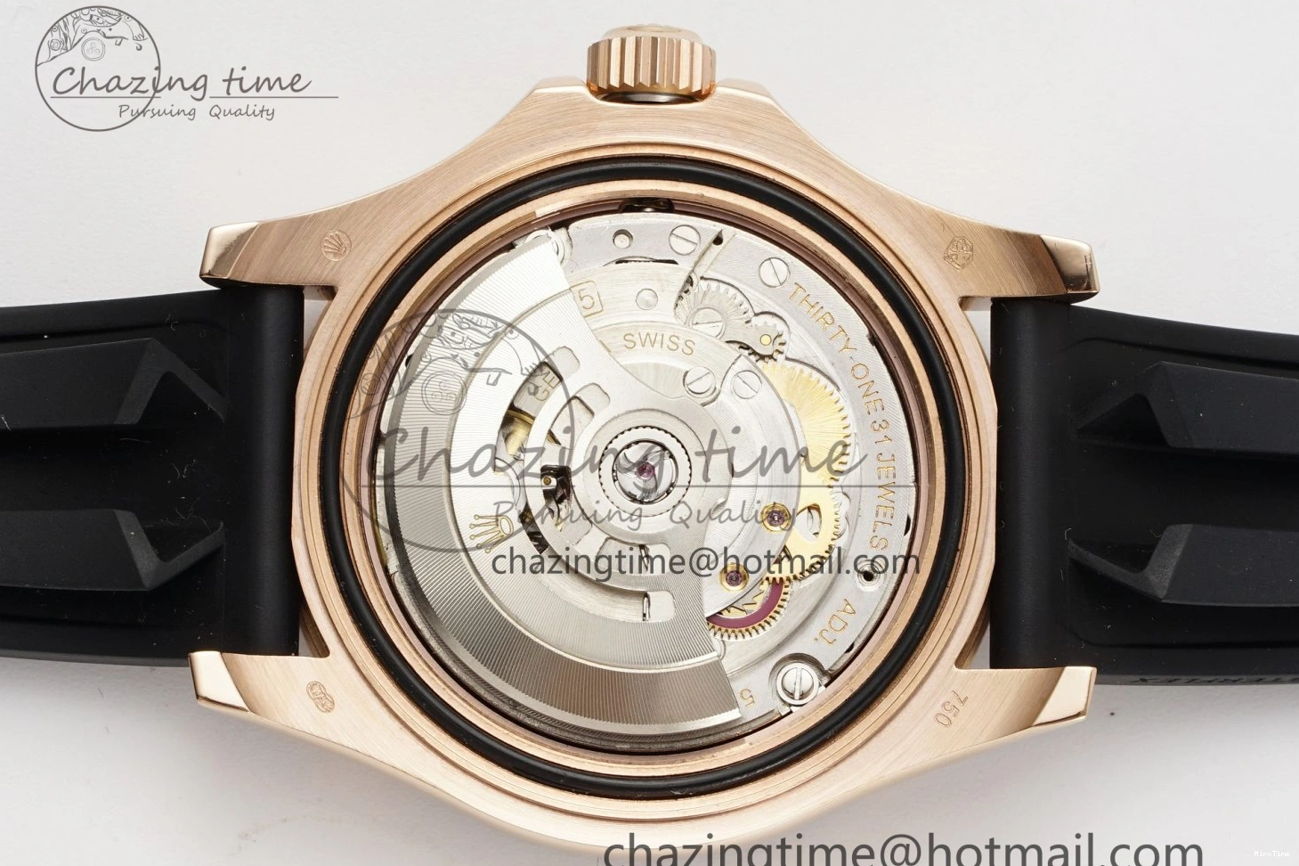 MiroTime 0213 RelaxedFit Yacht-Master 126655 RG APSF Best Edition Black Dial on Black Rubber Strap A 1949